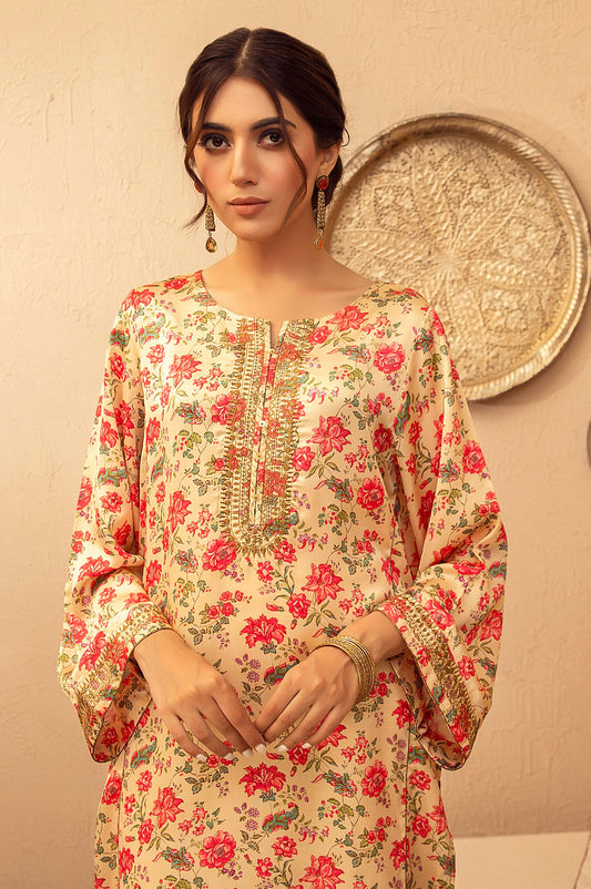 Stitched 1 Piece Poly Satin Embroidered Shirt