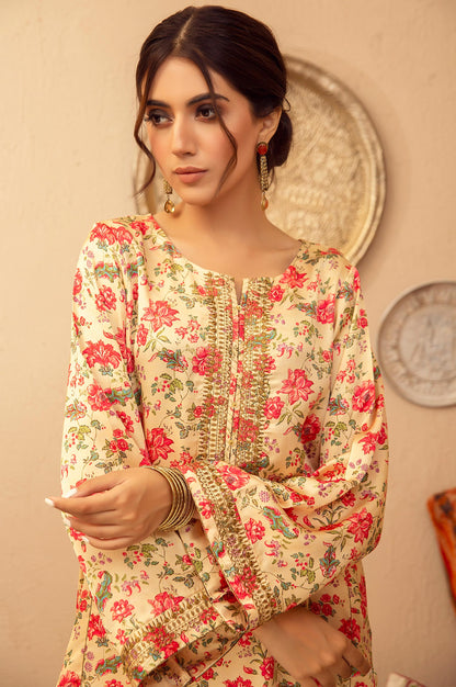 Stitched 1 Piece Poly Satin Embroidered Shirt