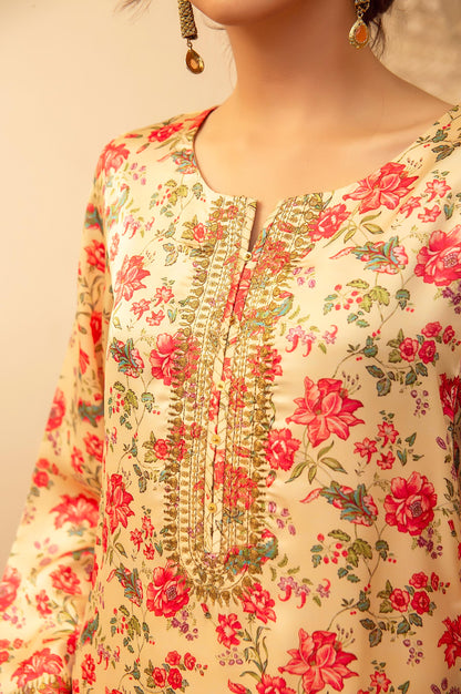 Stitched 1 Piece Poly Satin Embroidered Shirt