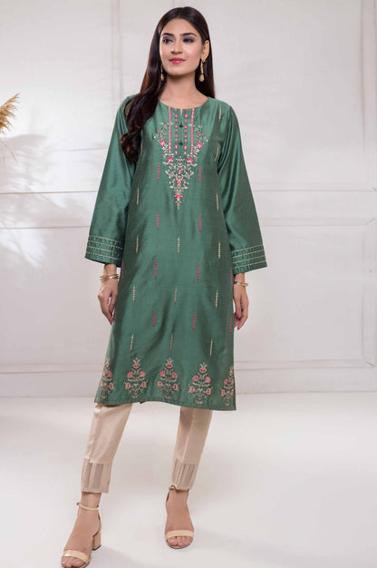 Stitched 1 Piece Cotton Silk Embroidered Shirt