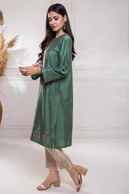 Stitched 1 Piece Cotton Silk Embroidered Shirt