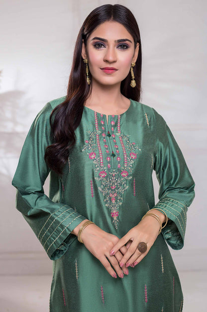 Stitched 1 Piece Cotton Silk Embroidered Shirt
