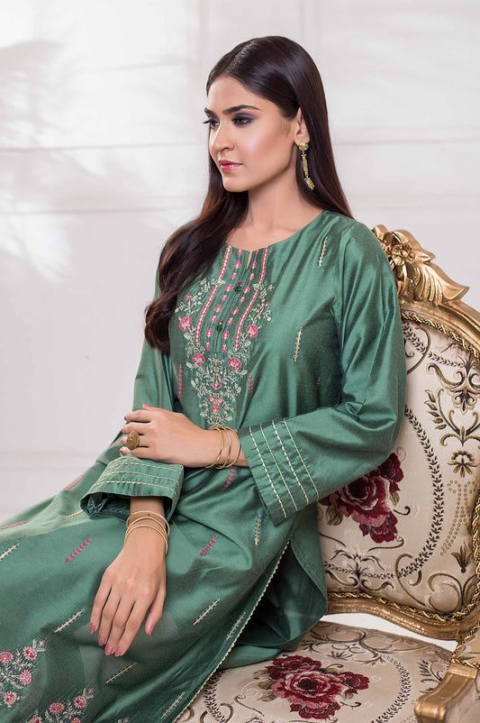 Stitched 1 Piece Cotton Silk Embroidered Shirt