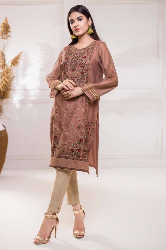 Stitched 1 Piece Khaddi Net Embroidered Shirt