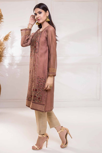 Stitched 1 Piece Khaddi Net Embroidered Shirt