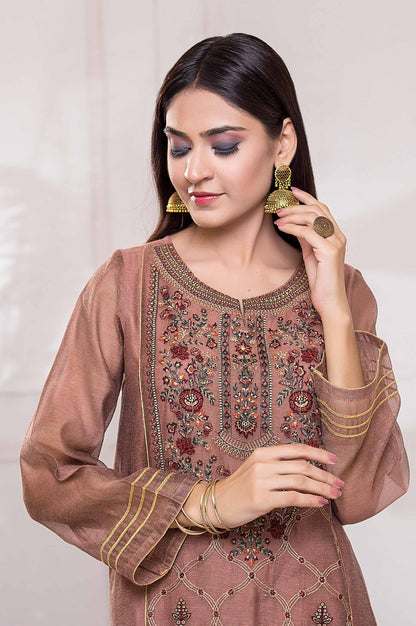 Stitched 1 Piece Khaddi Net Embroidered Shirt