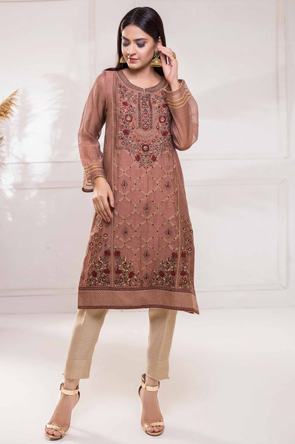 Stitched 1 Piece Khaddi Net Embroidered Shirt