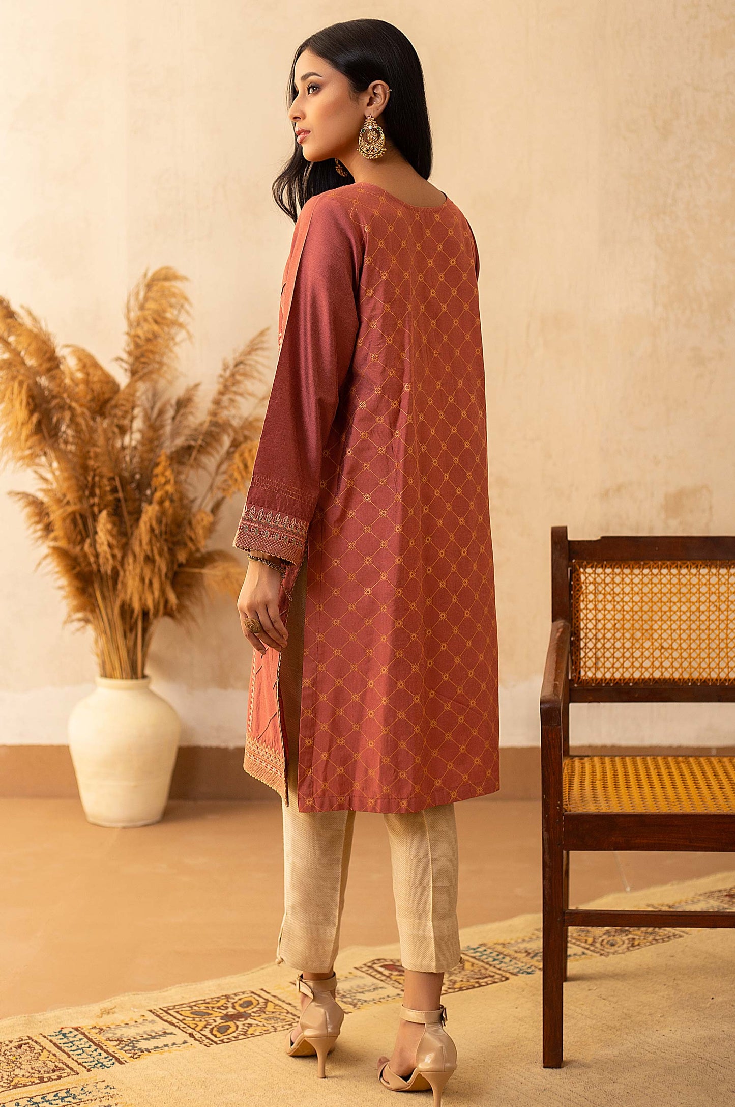 Stitched 1 Piece Cotton Silk Embroidered Shirt