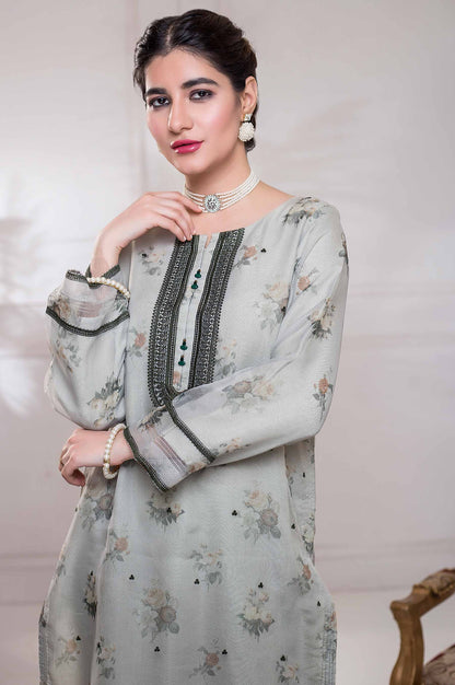 Stitched 1 Piece Organza Embroidered Shirt