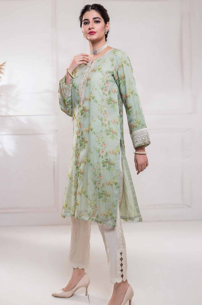 Stitched 1 Piece Organza Embroidered Shirt