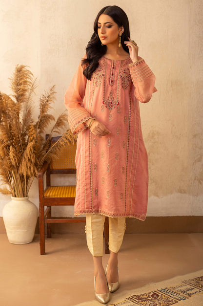 Stitched 1 Piece Zari Organza Embroidered Shirt