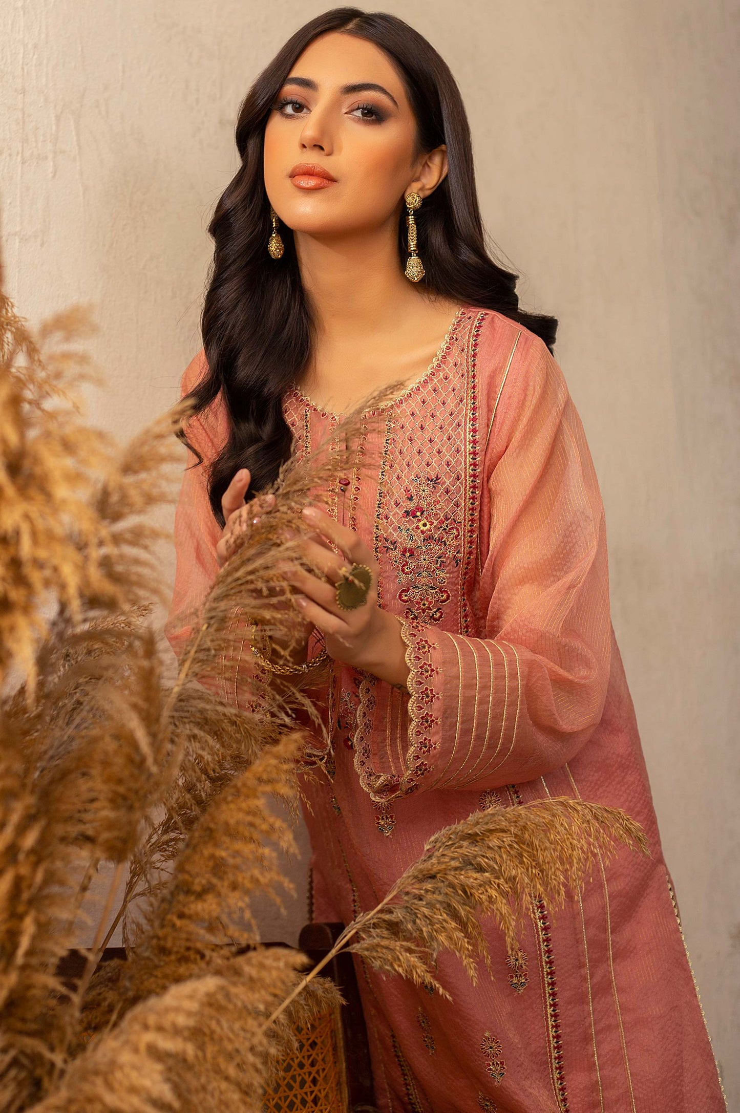 Stitched 1 Piece Zari Organza Embroidered Shirt