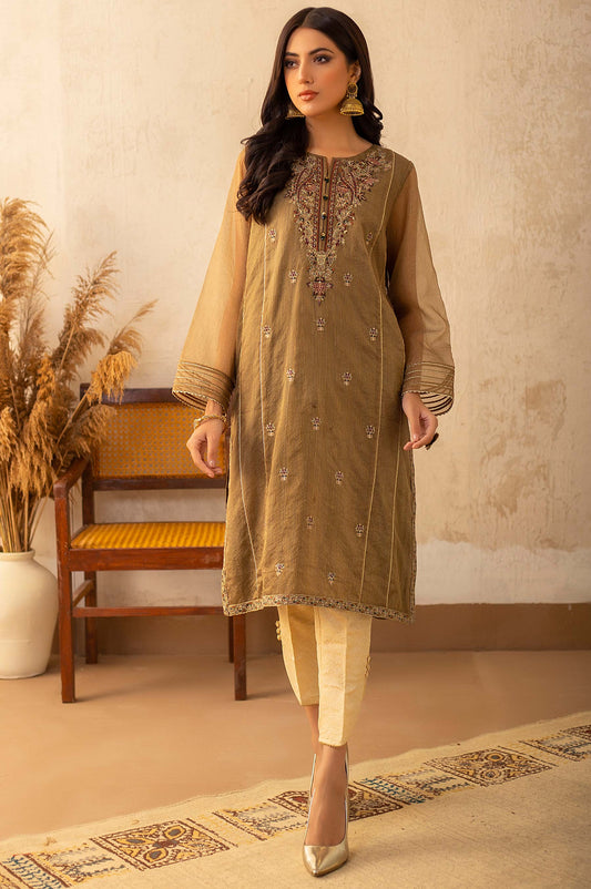 Stitched 1 Piece Zari Organza Embroidered Shirt