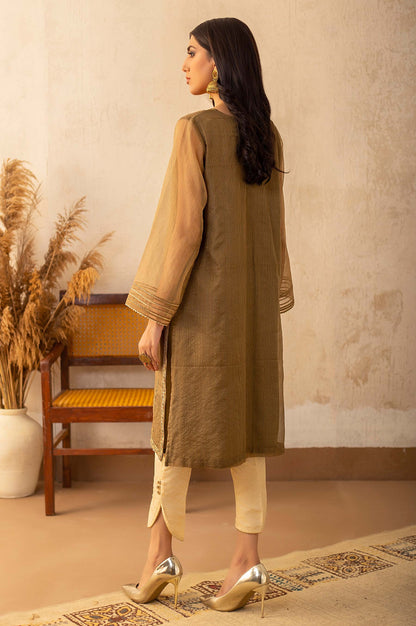 Stitched 1 Piece Zari Organza Embroidered Shirt