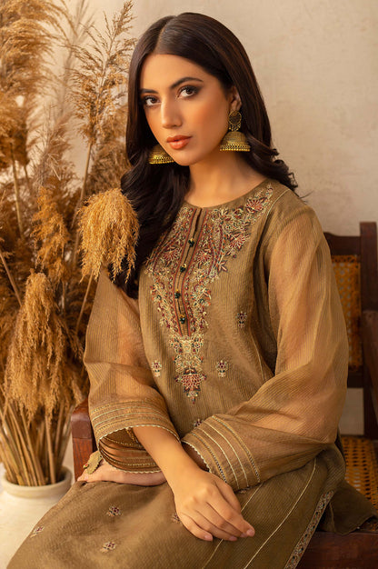 Stitched 1 Piece Zari Organza Embroidered Shirt