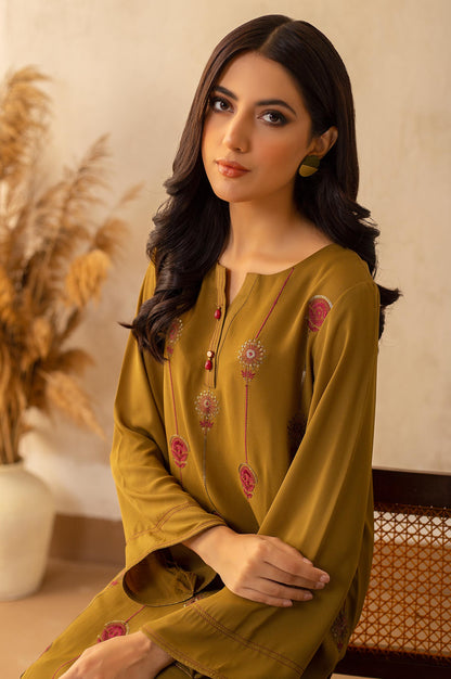 Stitched 1 Piece Crepe Embroidered Shirt