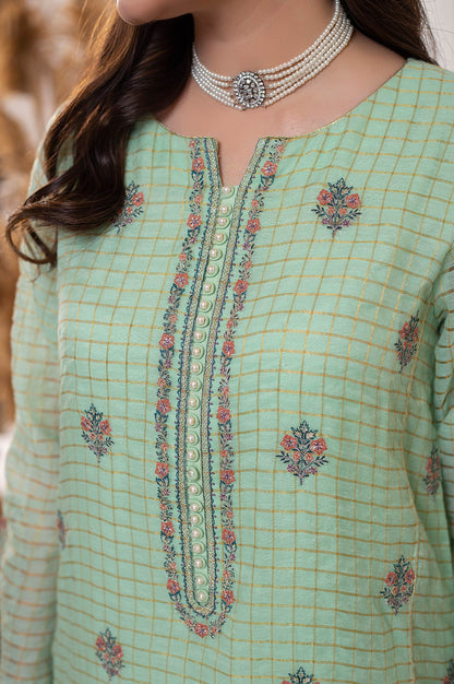 Stitched 1 Piece Staple Check Embroidered Shirt