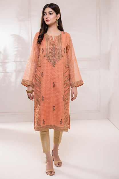 Stitched 1 Piece Zari Check Embroidered Shirt