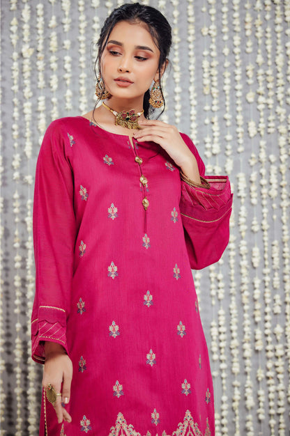 Stitched 1 Piece Cotton Net Embroidered Shirt