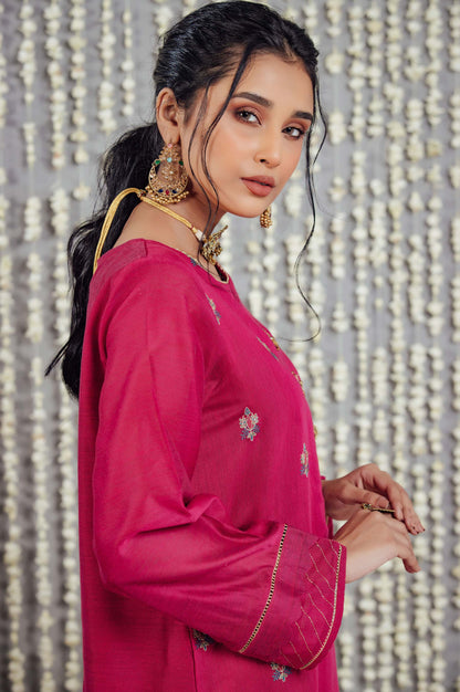 Stitched 1 Piece Cotton Net Embroidered Shirt