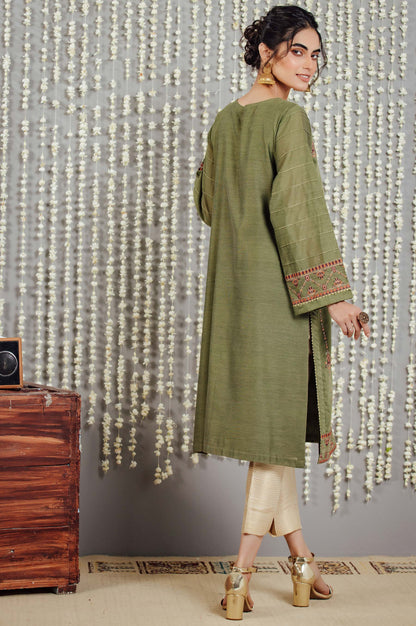 Stitched 1 Piece Cotton Net Embroidered Shirt