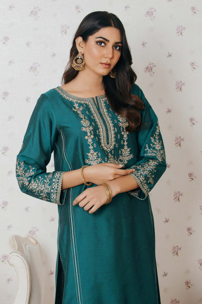 Stitched 1 Piece Cotton Silk Embroidered Shirt