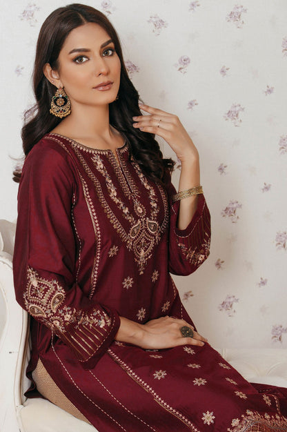 Stitched 1 Piece Cotton Silk Embroidered Shirt