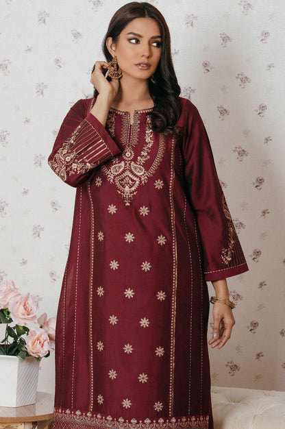 Stitched 1 Piece Cotton Silk Embroidered Shirt