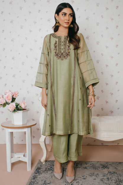 Stitched 1 Piece Khaddi Net Embroidered Shirt