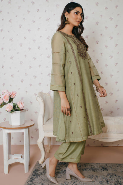 Stitched 1 Piece Khaddi Net Embroidered Shirt