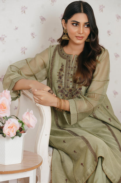 Stitched 1 Piece Khaddi Net Embroidered Shirt