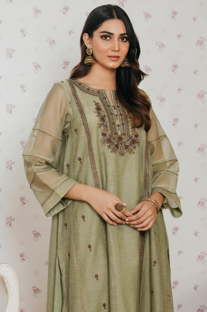 Stitched 1 Piece Khaddi Net Embroidered Shirt