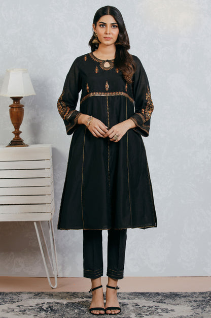 Stitched 1 Piece Cotton Net Embroidered Shirt