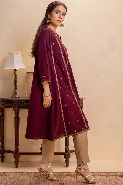 Stitched 1 Piece Khaddar Embroidered Shirt