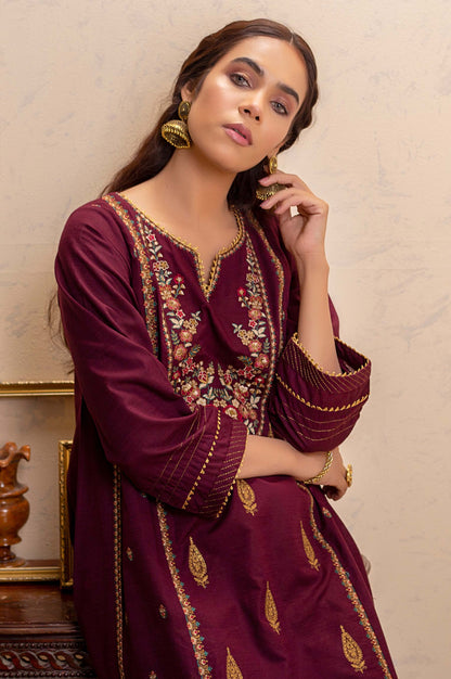 Stitched 1 Piece Khaddar Embroidered Shirt
