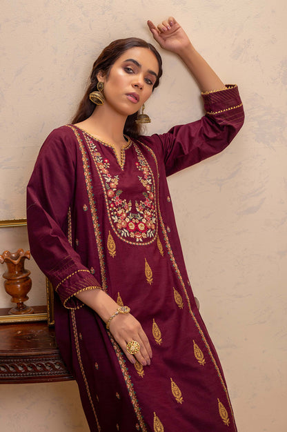 Stitched 1 Piece Khaddar Embroidered Shirt