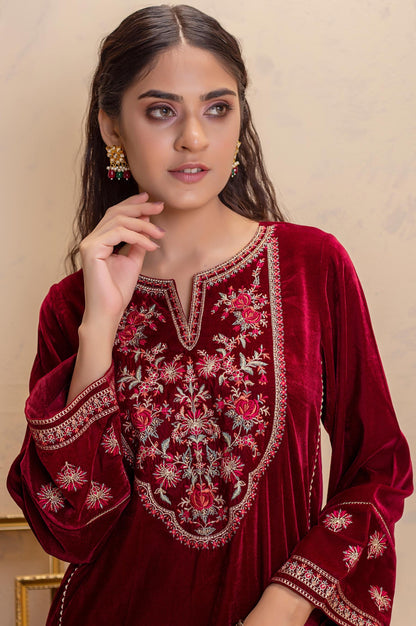 Stitched 1 Piece Velvet Embroidered Shirt