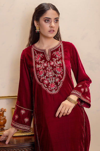 Stitched 1 Piece Velvet Embroidered Shirt