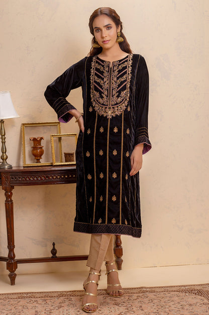 Stitched 1 Piece Velvet Embroidered Shirt