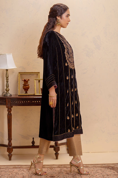 Stitched 1 Piece Velvet Embroidered Shirt