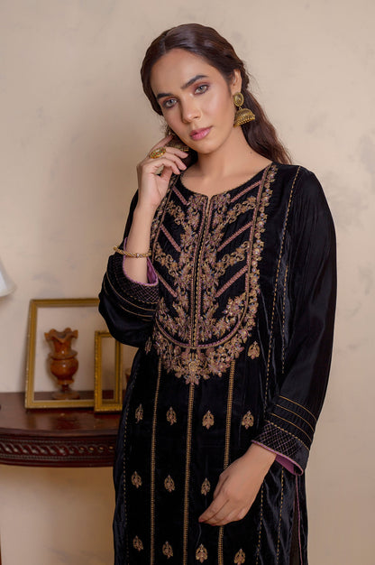 Stitched 1 Piece Velvet Embroidered Shirt