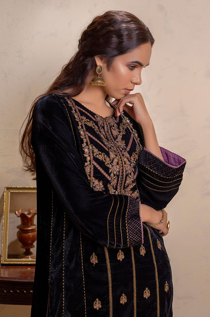 Stitched 1 Piece Velvet Embroidered Shirt