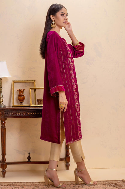 Stitched 1 Piece Velvet Embroidered Shirt