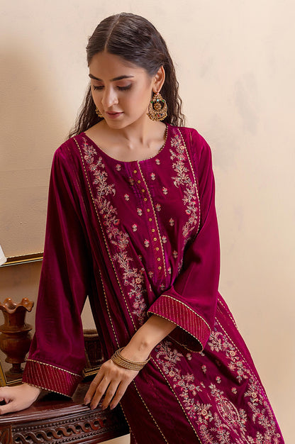 Stitched 1 Piece Velvet Embroidered Shirt