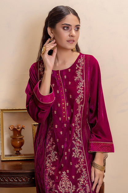 Stitched 1 Piece Velvet Embroidered Shirt