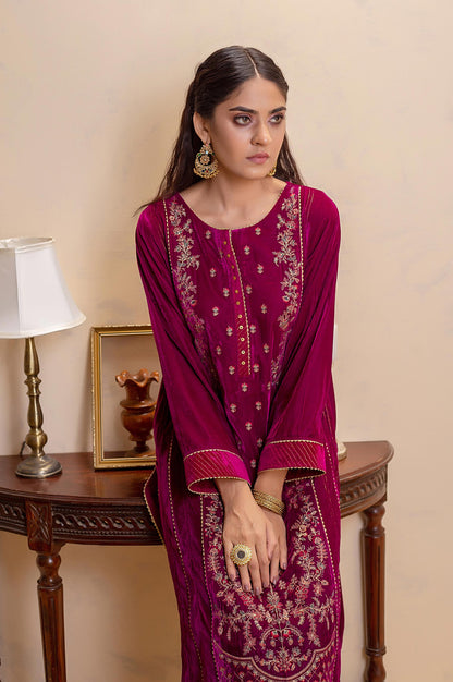 Stitched 1 Piece Velvet Embroidered Shirt