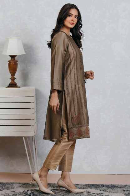 Stitched 1 Piece Organza Embroidered Shirt