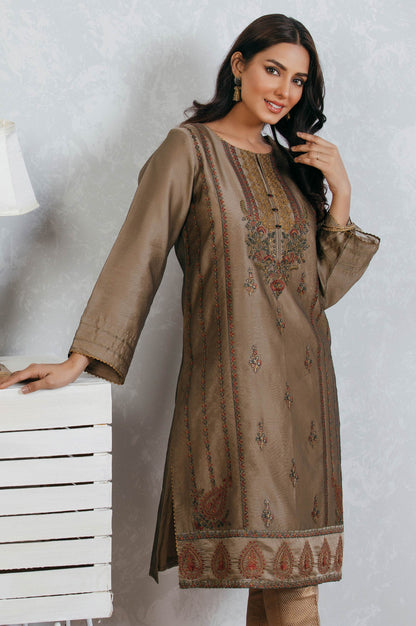 Stitched 1 Piece Organza Embroidered Shirt