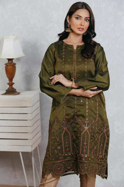 Stitched 1 Piece Organza Embroidered Shirt