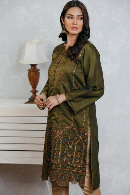 Stitched 1 Piece Organza Embroidered Shirt